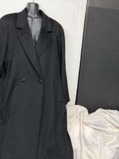 【美品】ピエールバルマン　カシミア100%ロングチェスターコートLLブラック 美品 ピエールバルマンカシミヤ100%ブラック ロングコート