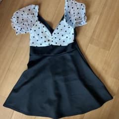フリル袖ドット柄フレアドレスのサムネイル
