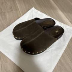 ZARA スエード サボ クロッグサンダル ダークブラウンのサムネイル