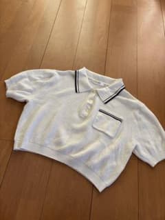 MOUSSY ポロニット 半袖 ホワイト