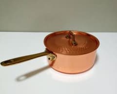 銅製 片手鍋 蓋付き 槌目仕上げ 新鎚起銅器 素銅仕上 18cm - メルカリ
