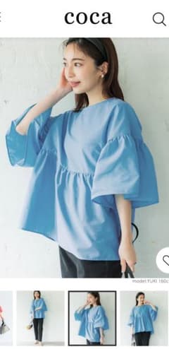 【値下げ】コカ 半袖 フレア袖 ラウンドネックシャツのサムネイル