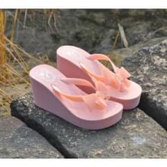 夏物SALE❤️リボン♡パステルウエッジサンダル＊ピンクのサムネイル