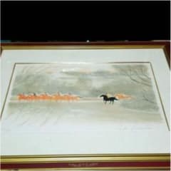 アンドレブラジリエのリトグラフ サイン入レア物 珊瑚色の隊列