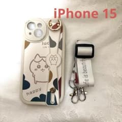 ハチワレスマホケース ショルダー ストラップiPhone15ケース ハンド
