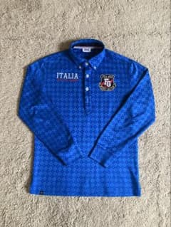 FILA GOLF 長袖シャツ ブルー Mサイズ　メンズ　総柄　ポロシャツロング