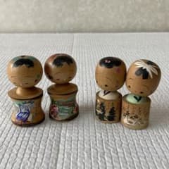 TS17 昭和レトロ 首振り ミニこけし 4体セット 民芸品 木工品 伝統工芸