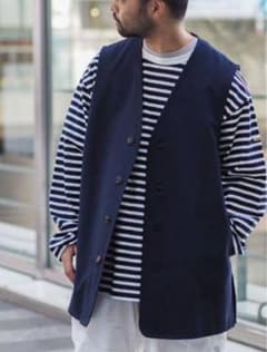 【LA BOUCLE 】キャバリー ツイル ロング ベスト  Mサイズのサムネイル