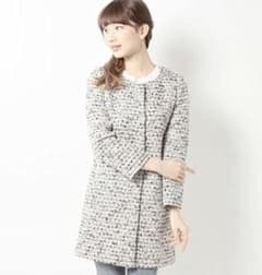 【美品】ジュエルチェンジズ★ツイード ノーカラーコートのサムネイル