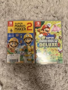 マリオソフト2本セット スーパーマリオ　デラックス スーパーマリオメーカー2のサムネイル
