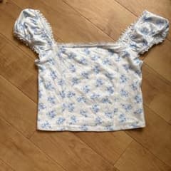 Hollister 花柄 スクエアネック 半袖 トップス Sのサムネイル