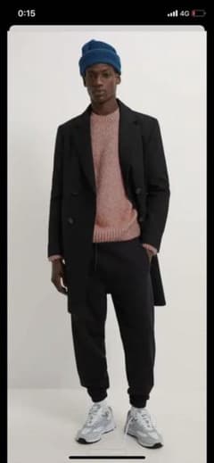 ZARA Coat M ザラ ダブルブレスト コート ブラック 撥水加工のサムネイル