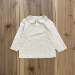ホワイト長袖シャツ 丸襟デザイン　ハンドメイド中古品のサムネイル