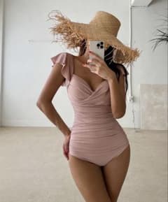 Brand new, never used! Cross-back, backless, body-shaping swimsuit, 2-piece set, size L.