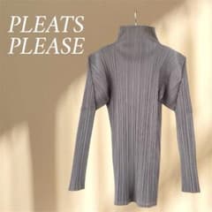 PLEATS PLEASE プリーツプリーズ グレー長袖 サイズ4 ハイネック