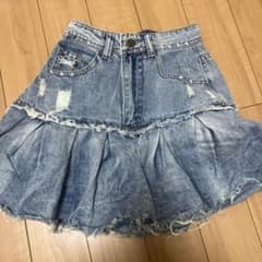 デニム フリル付きミニスカート ライトブルーのサムネイル