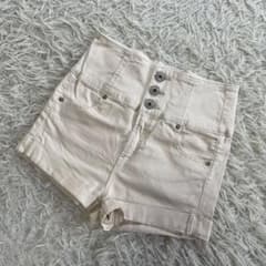 GYDA(ジェイダ)ボタンフライショートデニムパンツ M アイボリー 古着のサムネイル