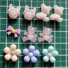 うさぎ くま リボン 花 ネイルパーツ 10個のサムネイル