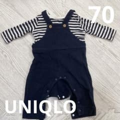 UNIQLO BABY ボーダー サロペット風 ロンパース 70のサムネイル