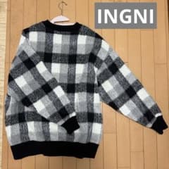 INGNI イング ブロックチェック柄 ニット セーター Mサイズ グレーのサムネイル
