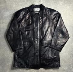 90s vintage 本革 レザージャケット レザーコート シングル 黒のサムネイル