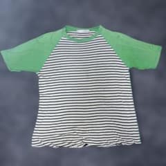 半袖ラグランボーダーTシャツ グリーン 古着 00sのサムネイル