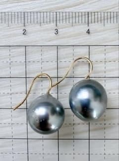 タヒチパールピアス　黒蝶貝フックピアスのサムネイル
