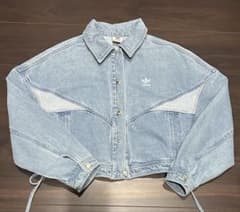 adidas クロップドデニムジャケット - メルカリ