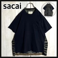 3866【希少デザイン・美品】サカイ ゼブラ柄 異素材切替 ドッキング T 