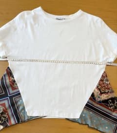 ZARA スカーフ　デザイン Tシャツ 半袖　M 白のサムネイル