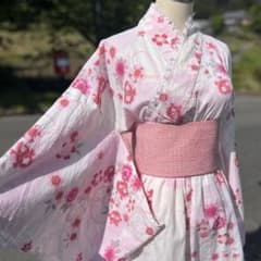 浴衣ドレス 作り帯 セット 姫ギャル ロリィタ 平成 Y2K ピンク - メルカリ