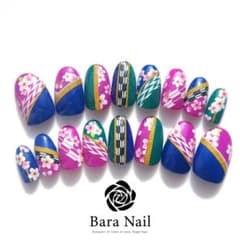 BaraNail 卒業式ネイル 袴ネイル 矢絣ネイルのサムネイル
