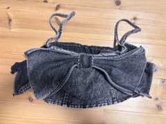 リボン付きダークグレーデニムビスチェのサムネイル
