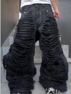 mmoption ダメージ加工デニムパンツ ミリオプション 完売品　一点物 即完売品 mmoption ダメージ加工デニムパンツ ミリオプション - メルカリ