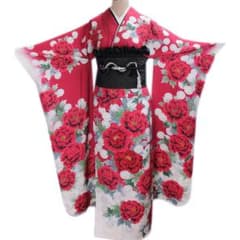 1点のみ！白×ルージュレッド!美品！成人式振袖7点セット帯新品フルセットOR59 1点のみ！白×ルージュレッド!美品！成人式振袖7点セット帯新品フル