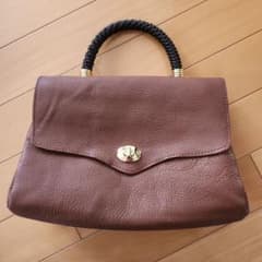 本革 ハンドメイド ハンドバッグ レザークラフト 手作り 一点物 ブラウン