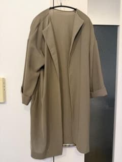 カーキ色オープンフロントロングコートのサムネイル