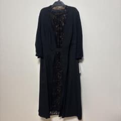 【タグ付き美品】【値下げ】ブラックレース七分ロングドレス⭐︎4Lのサムネイル
