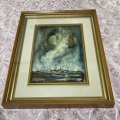 風景画 油彩画 金色フレーム付き - メルカリ