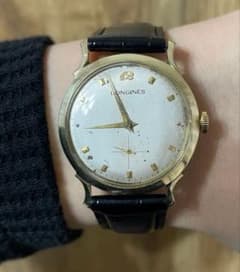 LONGINES 手巻き時計 14K金無垢ゴールド アンティーク腕時計 スモセコのサムネイル