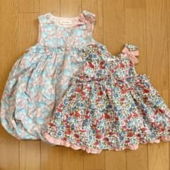 【80サイズ美品】花柄フリルワンピース 2点セット【センスオブワンダー】のサムネイル