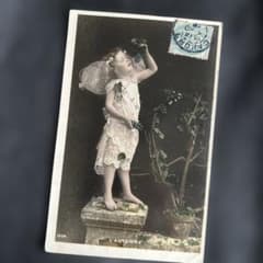 アンティークポストカード 天使の少女 フランスアンティーク - メルカリ