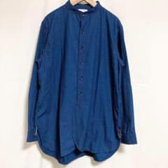 オーバーシルエットサイズ！BONCOURA バンドカラーインディゴドット 