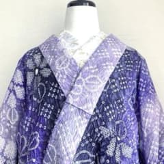 有松絞り浴衣　有松鳴海絞り　身丈160cm 裄69cm 紫の暈し　N8-22 有松絞り浴衣 有松鳴海絞り 身丈160cm 裄69cm 紫の暈し N8-22 - メルカリ