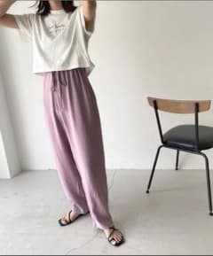 ギャザー紐テーパードパンツ キャナルジーン ラベンダー 0sizeのサムネイル