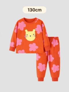 女の子 キッズ パジャマ 部屋着 長袖 上下セット うさぎ 花柄 秋冬130cmのサムネイル