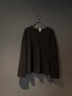 【美品】H&M フロントボタントップス カーディガン ブラウス 黒 h&m