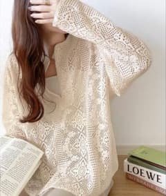 mily bilet クロシェ編み キーネックレースシャツのサムネイル