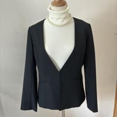 美品　GLOBAL WORKウツクシルエットVジャケット黒のサムネイル