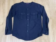 BLUE BLUE ブルーブルー 長袖シャツ Lサイズ ウールコットン ネイビー 
